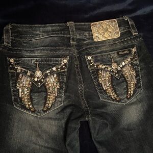 Miss Me Size 28 women’s mid-rise Slim Boot angel wing design